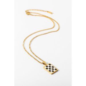 Checkerboard Style Pendant Necklace